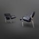 Postmodern black leather seating group, Germany 1980s