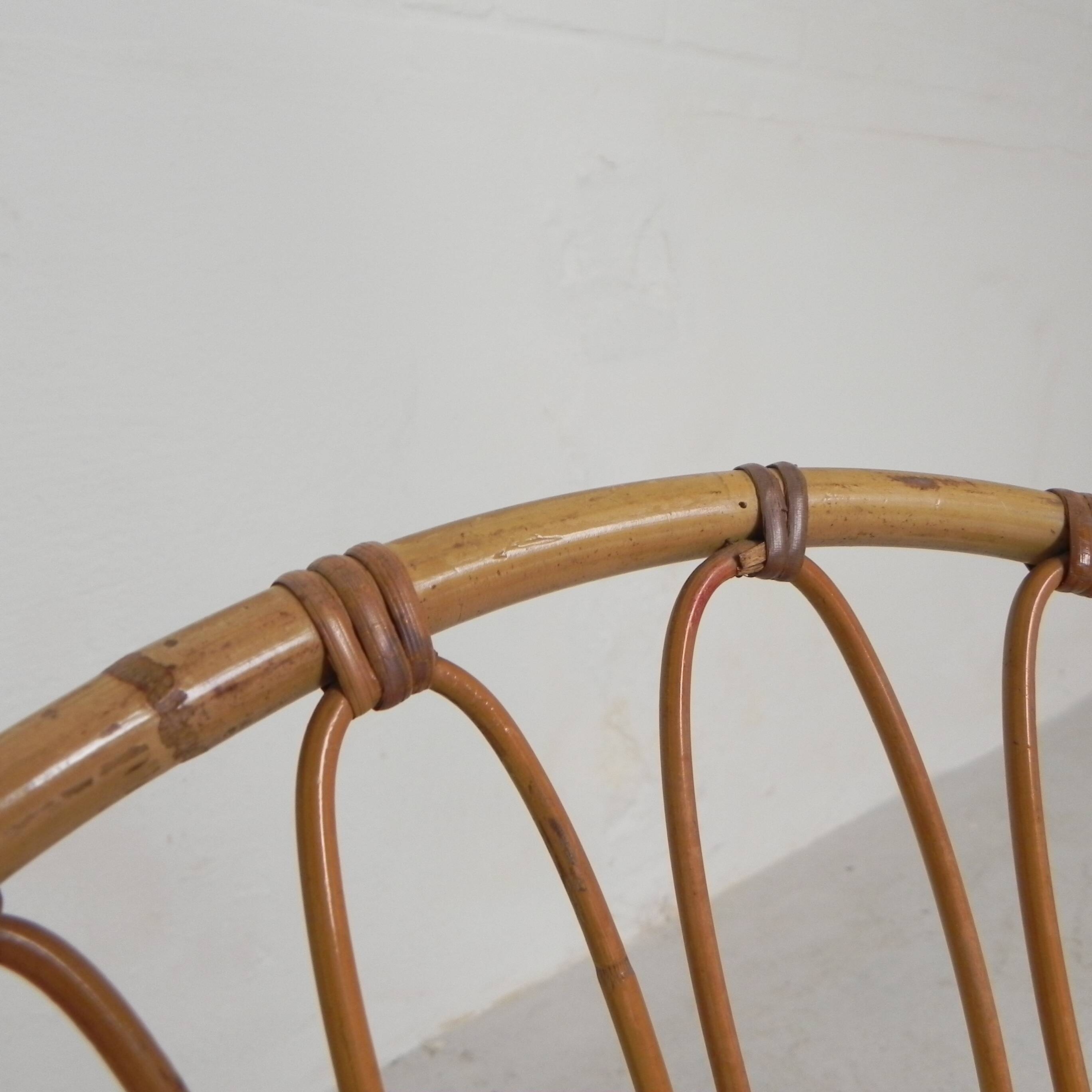 Set of 2 rattan, bamboo children's chairs Rohe Noordwolde 1950s