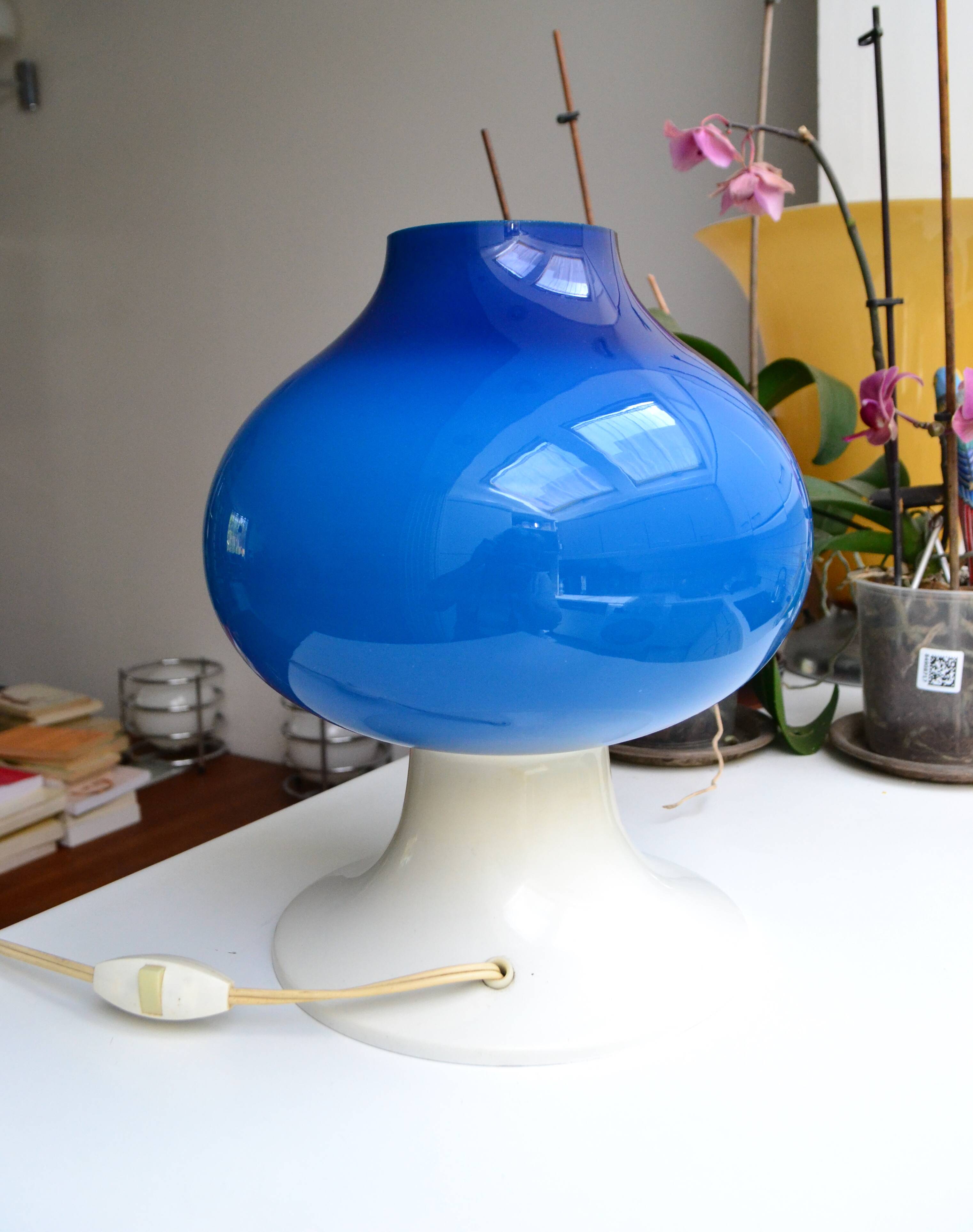 Scandinavian lamp Hans-Agne Jakobsson blue glass 60s