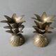 Pair of pineapple candlesticks, brass
