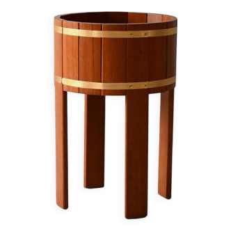 Jardinière scandinave en teck et laiton des années 1950/60