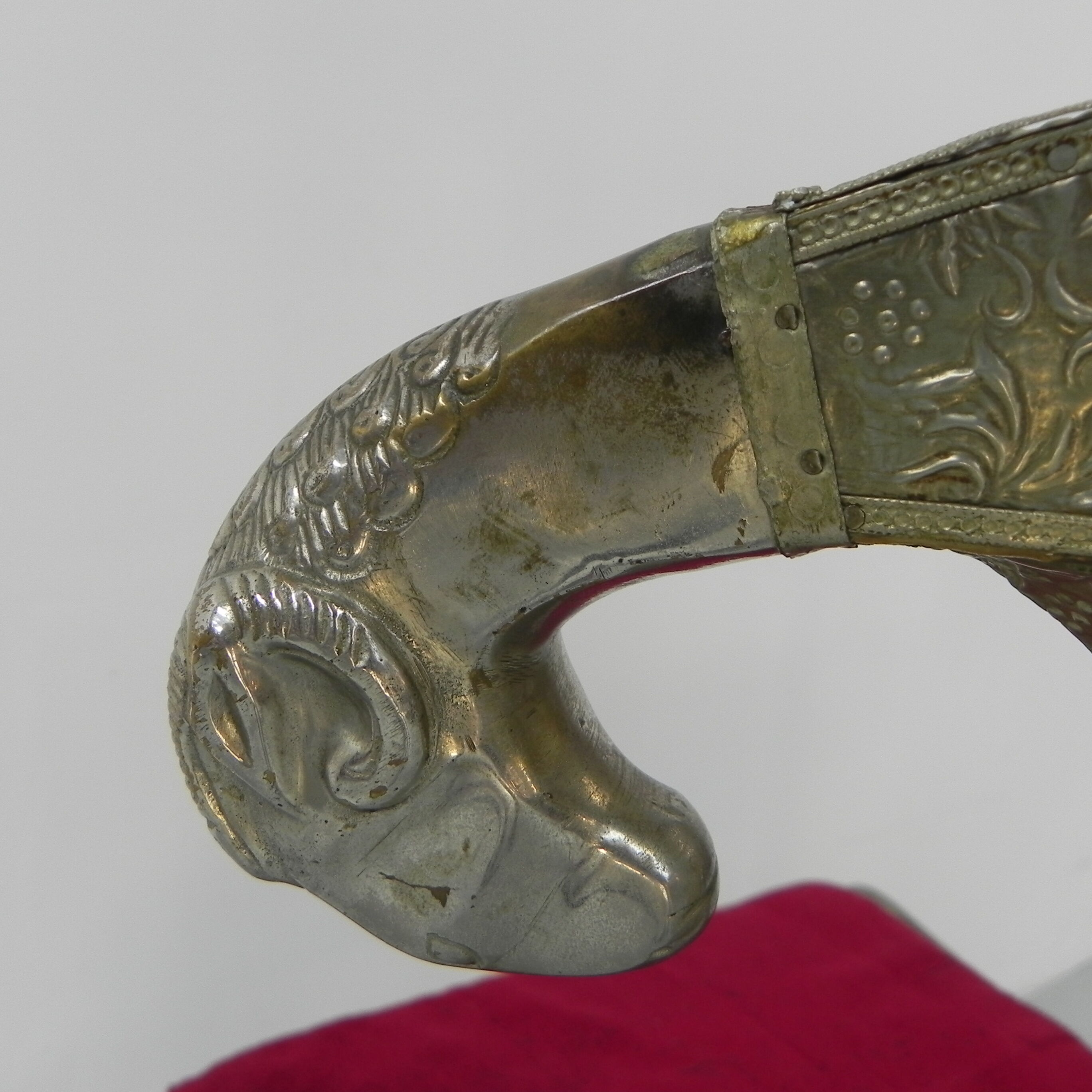 Dining chair upholstered with stamped tin