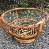 Rattan and glass coffee table