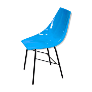 Metal and blue fiber chair by Miroslav Navratil for Vertex