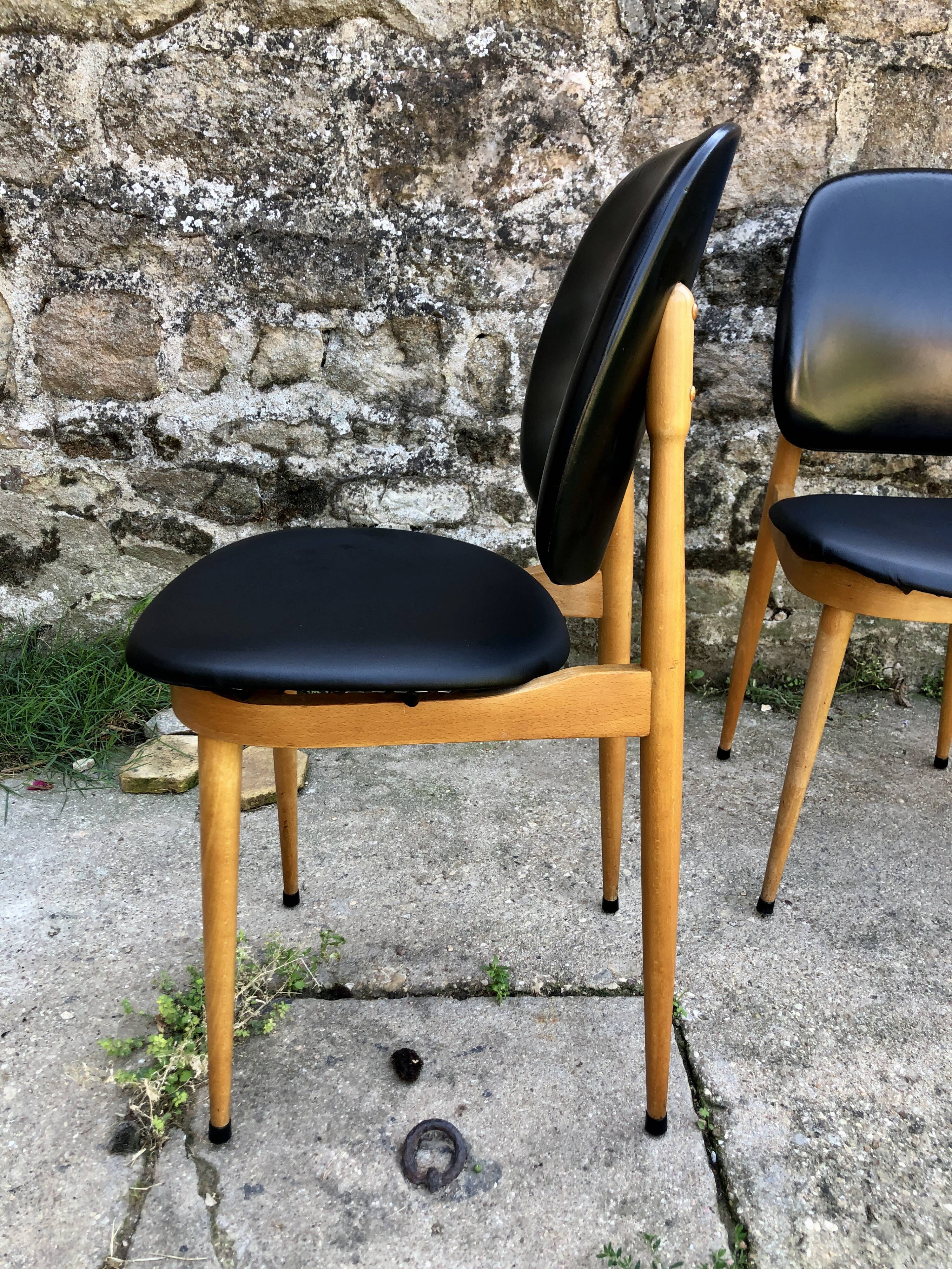 Set of 6 pegasus chairs Baumann skaï black