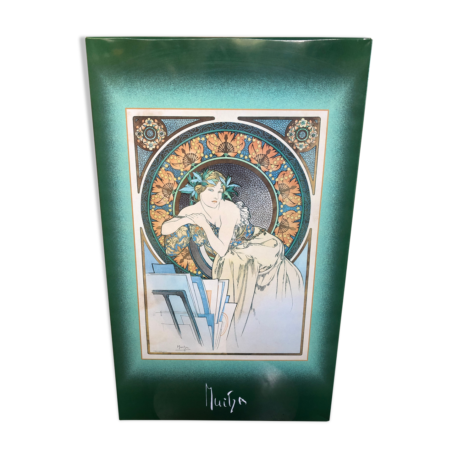Old metal plate mucha the great masters litho art vintage decoration