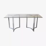 Console in smoked glass and chrome legs, 1970.