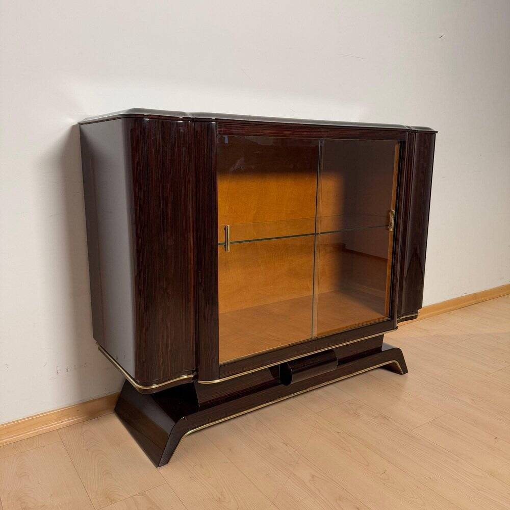 Art Deco Sideboard with Vitrine in Macassar Ebony & Maple, Paris, 1930s