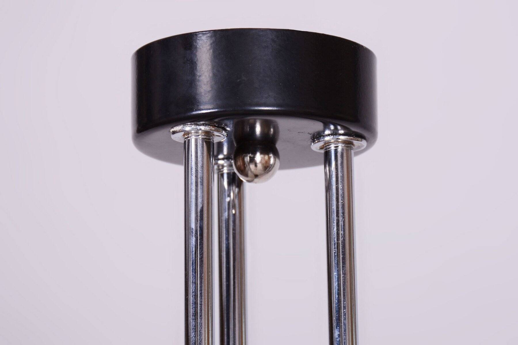 Mid-Century Chandelier in Chromed Steel and Glass by Drukov, Czech, 1970s