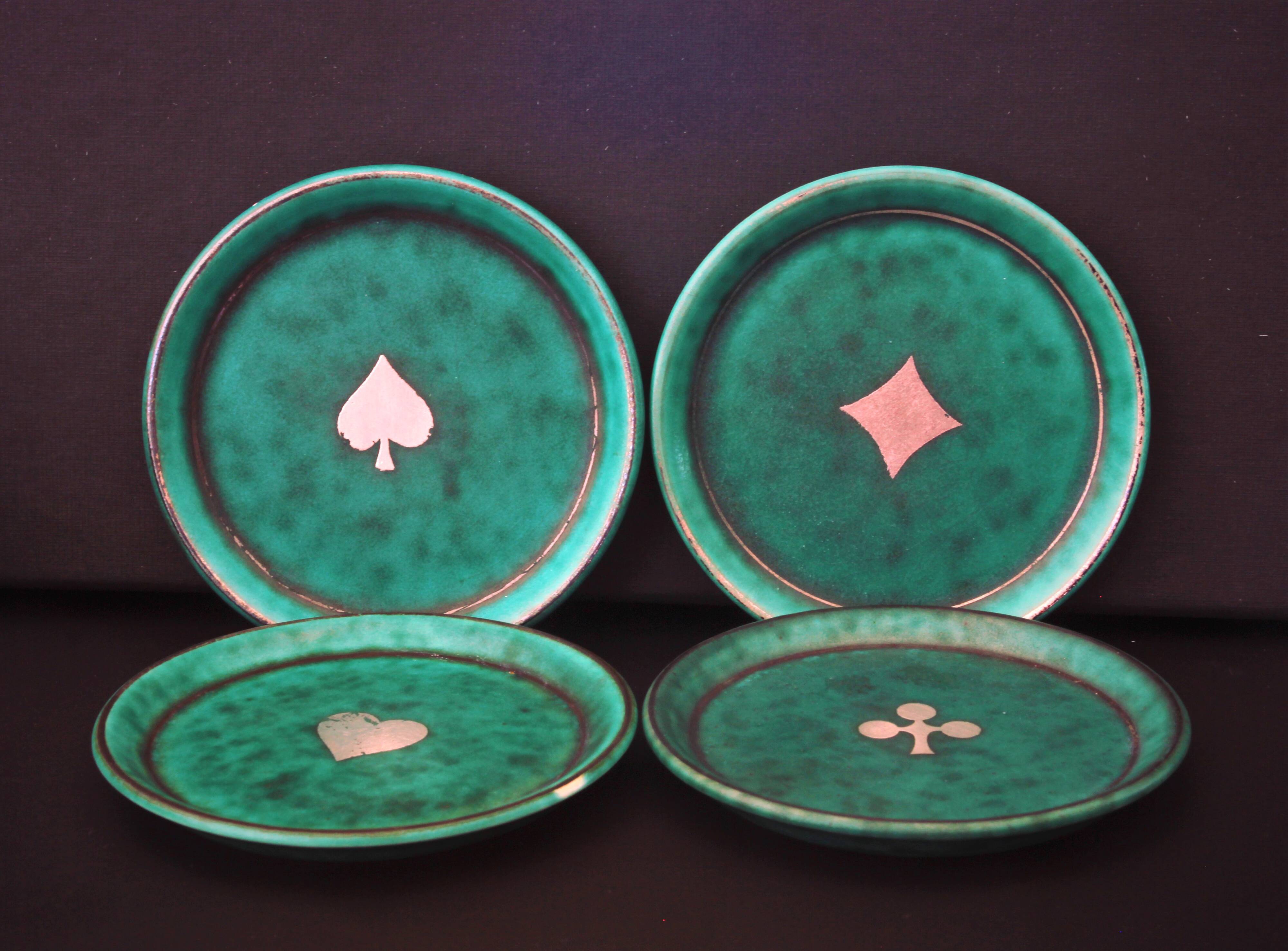 10 ceramic pieces from the Argenta collection by Gustavsberg, Art Deco period (c. 1940)