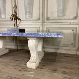 Blue granite table azul bahia and pierre limoneuse circa 1980