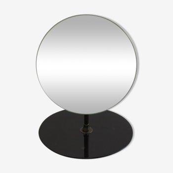 1950s Circular Hat Shop Mirror On Black Ebonized Stand