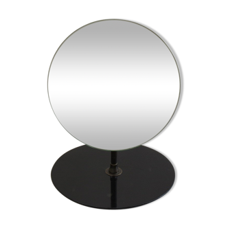 1950s Circular Hat Shop Mirror On Black Ebonized Stand