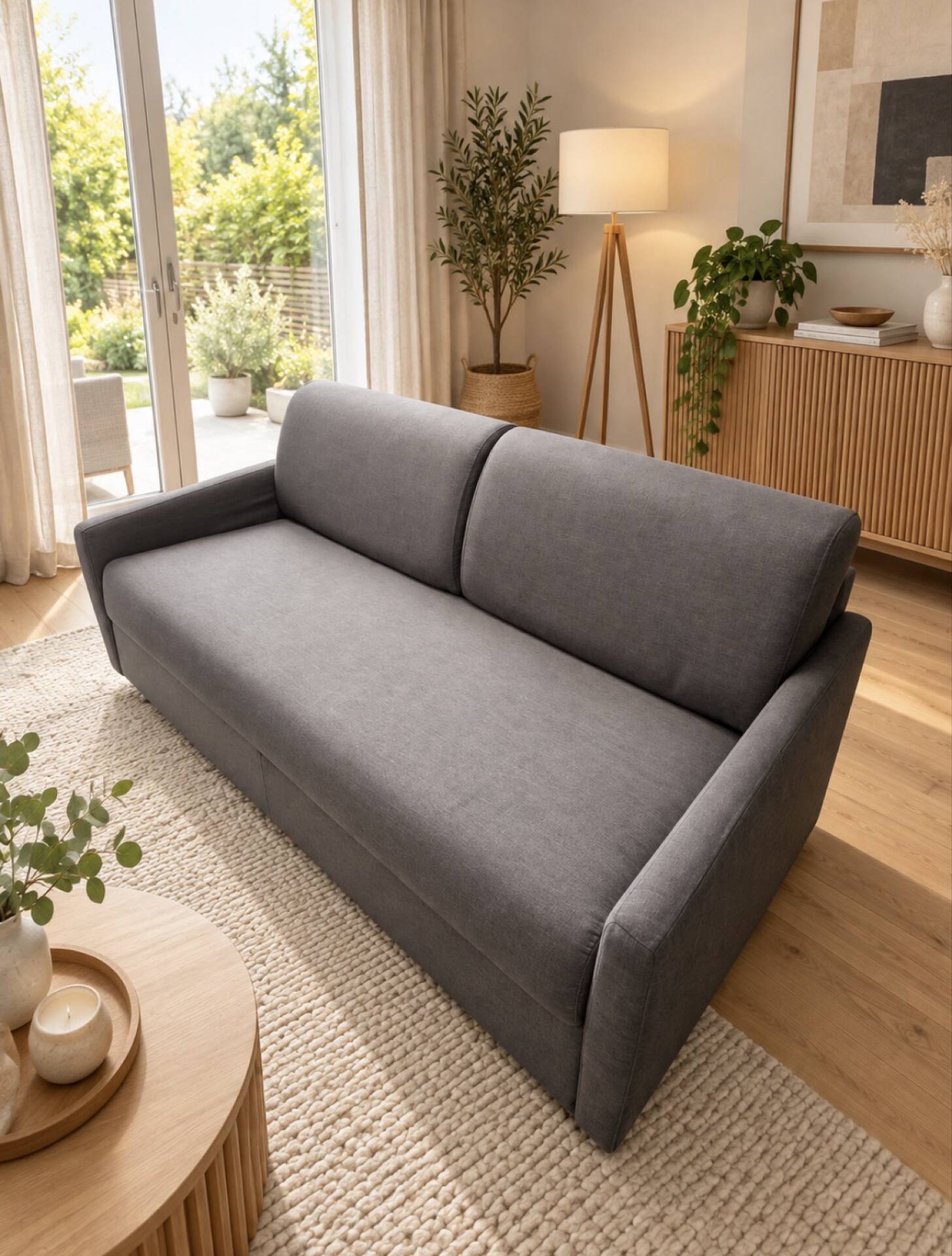 Grey 3-seater convertible sofa – very good condition