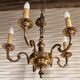 Five-armed golden brass chandelier – neoclassical elegance, Louis XVI spirit.