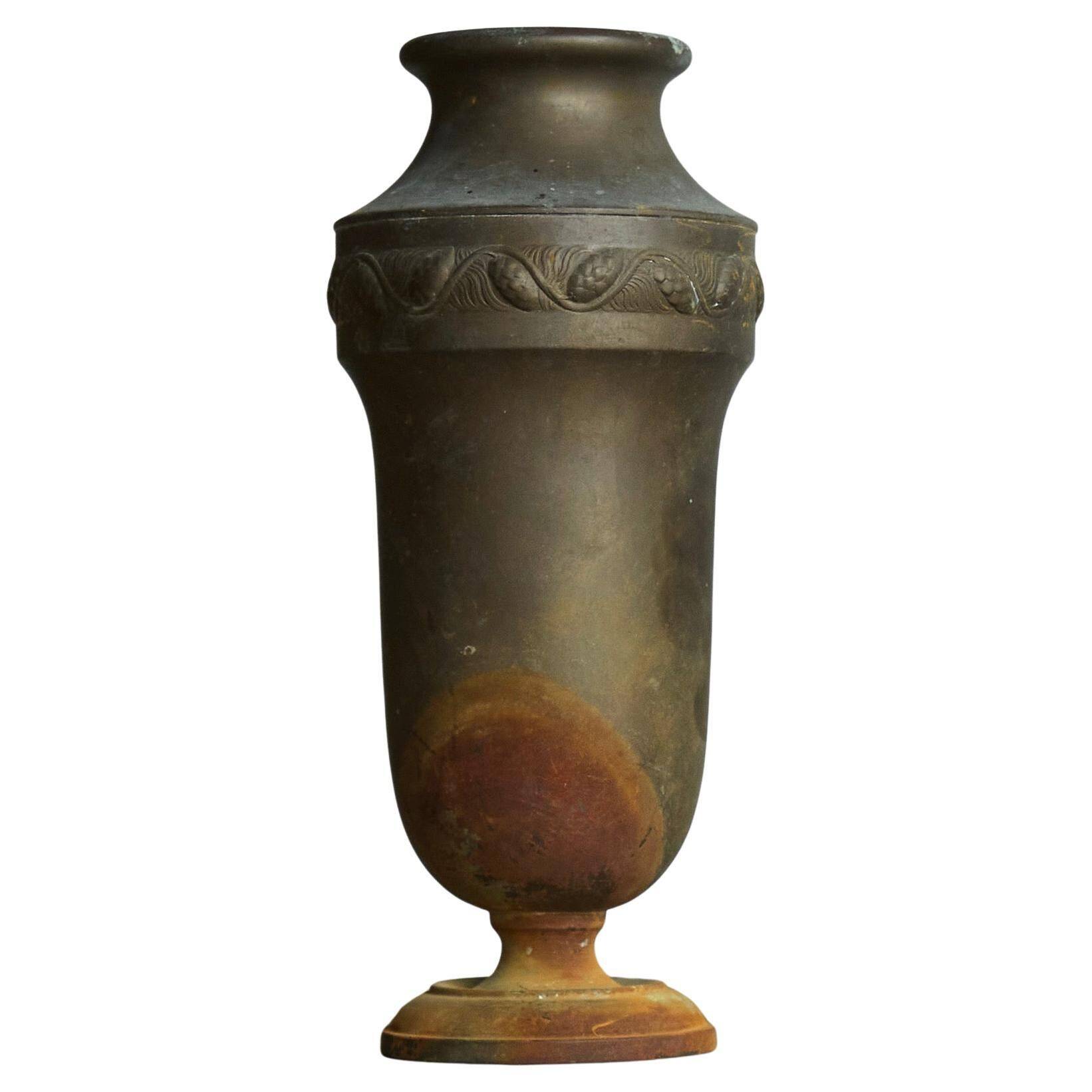 Wabi-Sabi patinated metal Art Deco vase