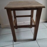 Stool solid wood seat, feet varnished patinated