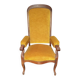 Antique Voltaire armchair — ochre/mustard velvet — Louis-Philippe style — 19th century