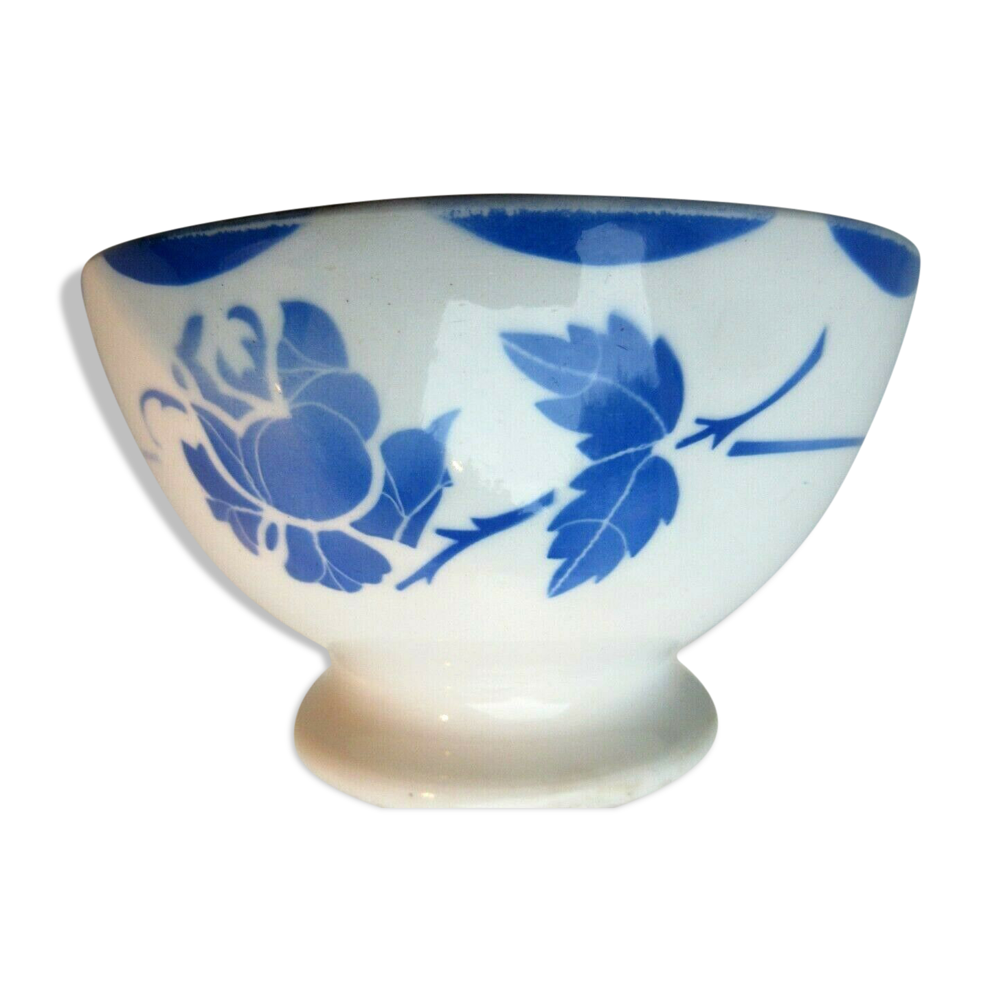 Art Deco bowl, Blue roses and ed edge of blue teeth, signed GIEN model Mona