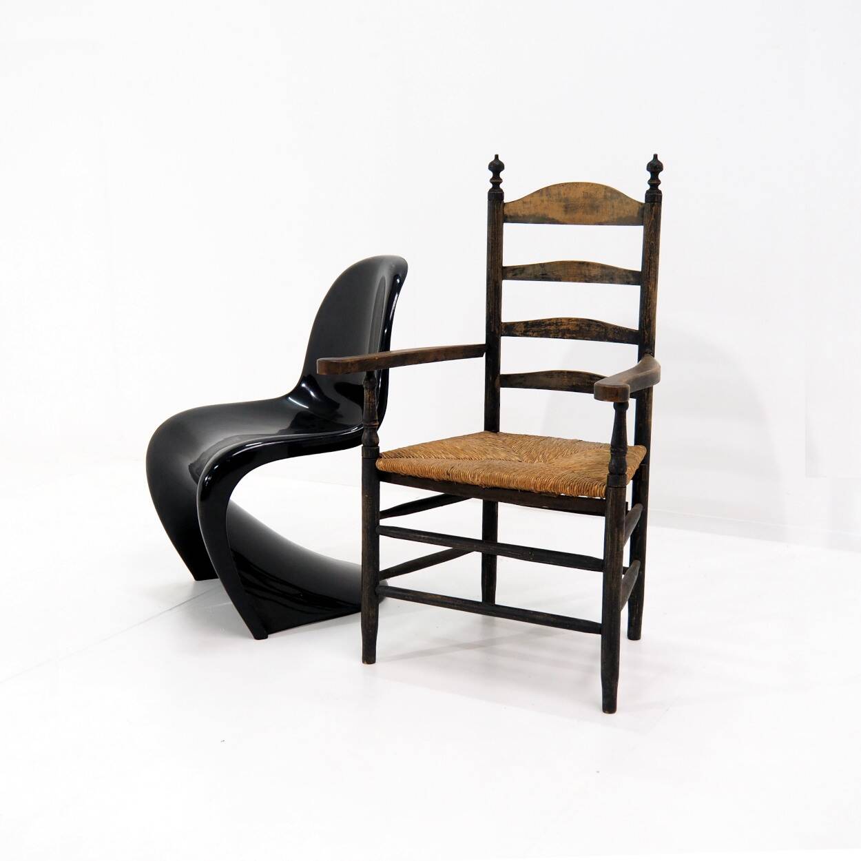 Chaise d'appoint antique « Ladder Back », Pays-Bas vers 1900