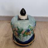 Antique Victorian Art Majolica Earthenware Cheese Cover with Dish