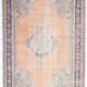 Orange & navy blue turkish vintage rug