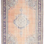 Orange & navy blue turkish vintage rug