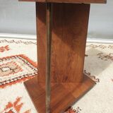 Modernist side table Art Deco Walnut and chromed steel