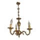 Quality Stamped Bronze French Mid-Century 3-Light Traditional Chandelier