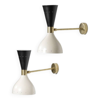 Pair of Italian designer wall lights from the 1950s