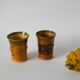 Pair of yellow and green ceramic/pottery cups, vintage, 1970