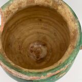 Ancien pot à confit en terre vernissé vert France XIX eme