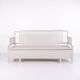 Antique storage bench with high back – grey painted – pine wood – 1860s