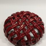 Vallauris woven fruit cup like ochre red basket