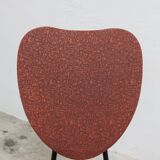 Vintage 70s chair in black lacquered metal and atypical red vinyl