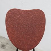 Vintage 70s chair in black lacquered metal and atypical red vinyl