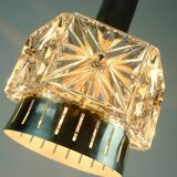 Vintage crystal glass and metal pendant light with 6 glass prisms from the 1960s, 2 available