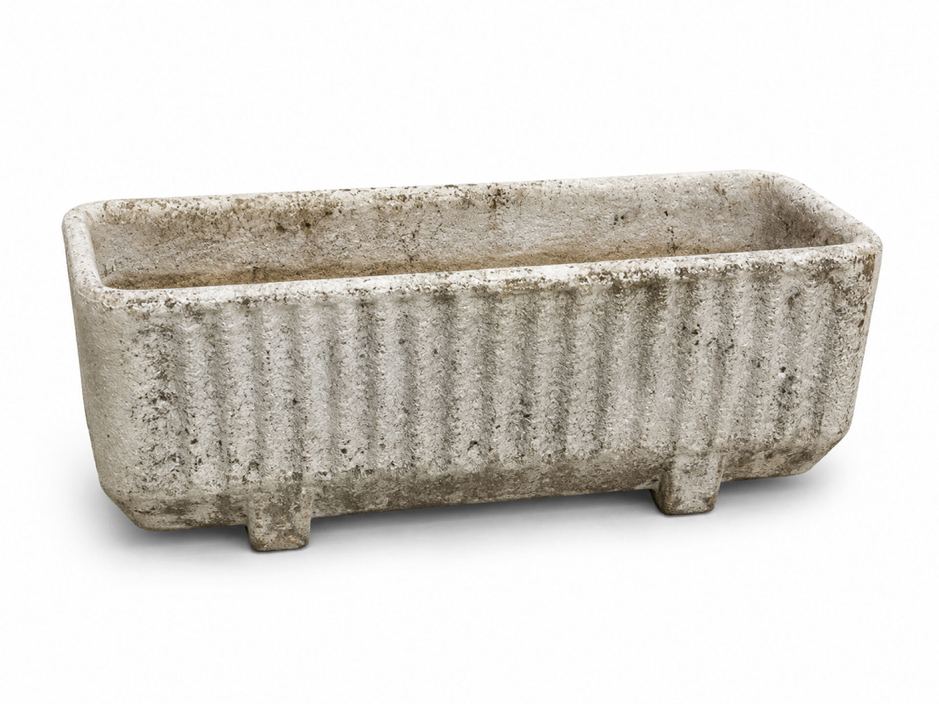 3 large rectangular stone planters