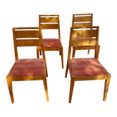 4 cosy chairs, solid wood and fabric