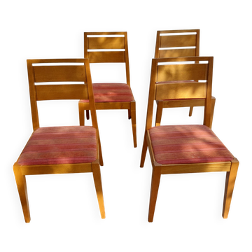 4 cosy chairs, solid wood and fabric