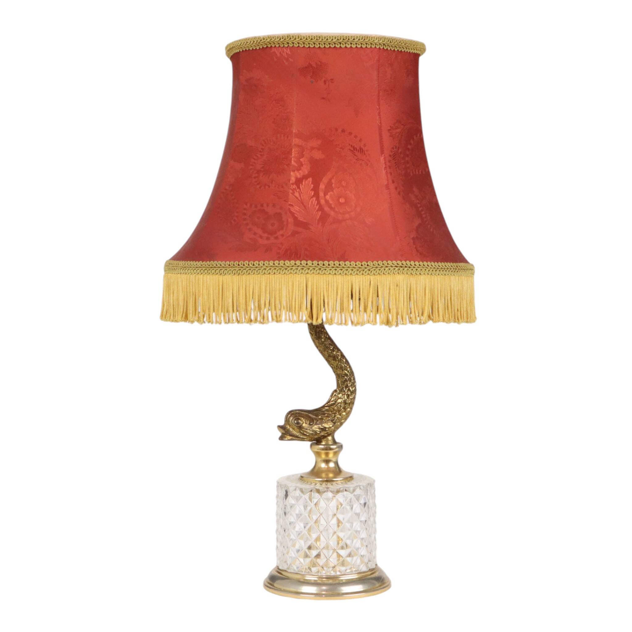 Vintage Brass Table Lamp Mythical Dolphin 45cm