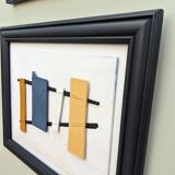 Peinture à l’huile constructiviste contemporaine « Construction 2 », encadrée