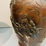 2 grand vases Japonais en bronze Dai Nihon Yoshida zō Japon Meiji 19ème siècle