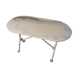 Bistro table with marble tray and wrought iron feet