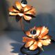 Copper lamp flowers vintage design 70s