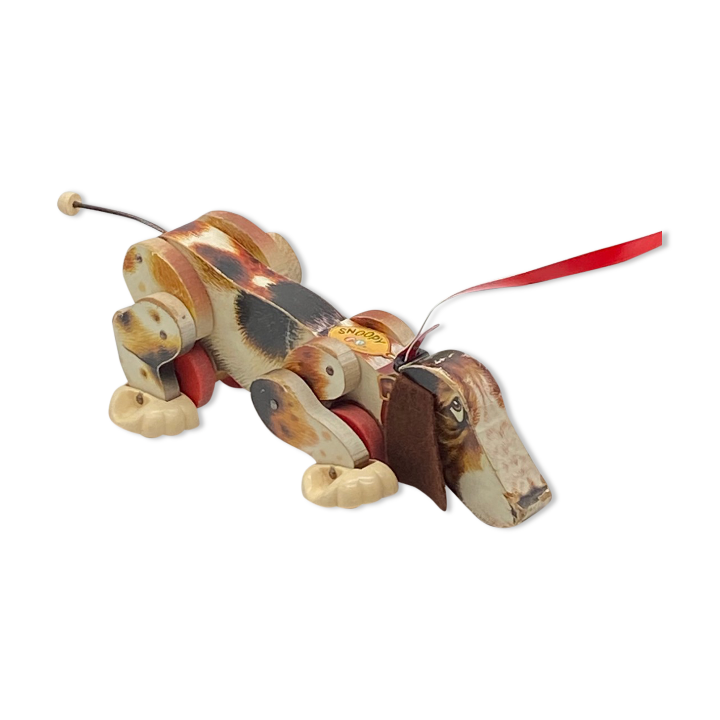 Dog to pull snoopy, file price toys, old wood toy