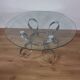 Table basse vintage Spage Age en verre et chrome. Style Hesterberg