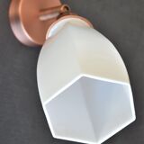 Original articulated wall lamp in white opaline and copper support