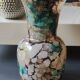 Marbled glass art ball vase. Murano style. Italy. Height 26 cm.