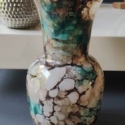 Marbled glass art ball vase. Murano style. Italy. Height 26 cm.